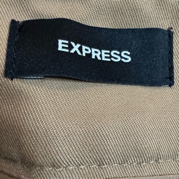 Express Tan High-Waisted Button-Up Pants - Picture 2 of 7